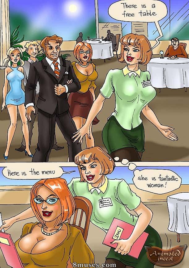 Animated Incest Comics - No restaurante - Página 1