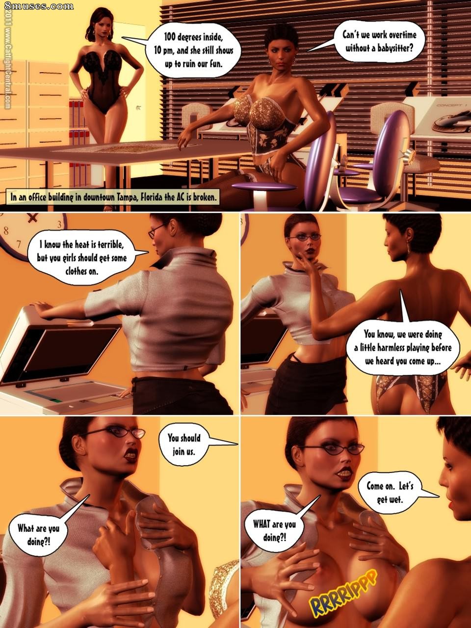 Catfight Central - Hot in the Office - Page 1