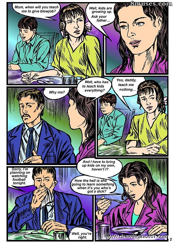 2D - Daughter is taught to give blowjob - Page 2