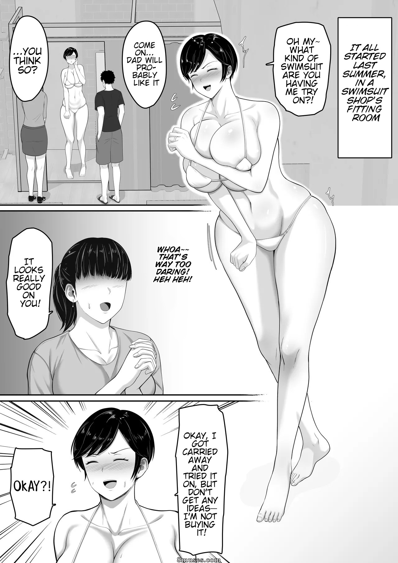 Kuruto - Sexless no Kyonyuu Haha ni Nori de Kisaseta Mizugi - Page 8