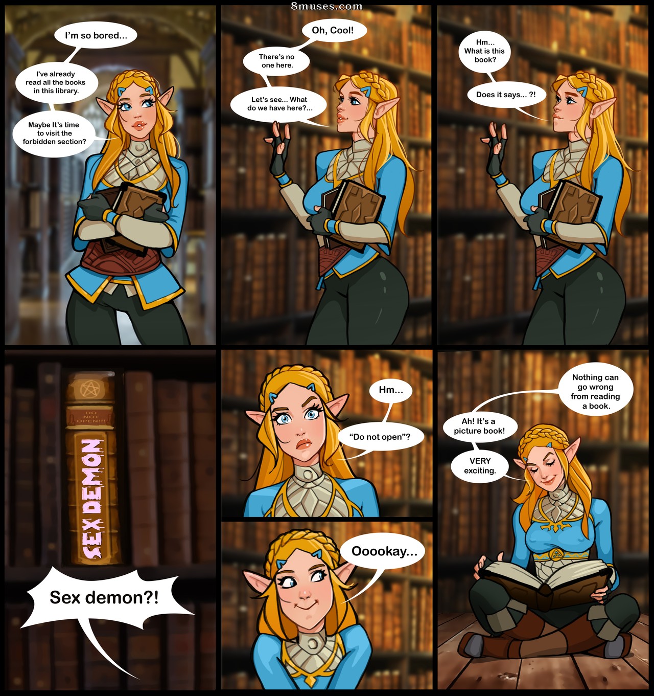 Olena Minko Comics - Zelda in a library - Page 1