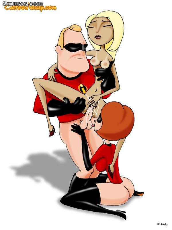 Cartoon Valley - Mr. Incredible, Elastic-girl and Mirage in group fucking - Page 1