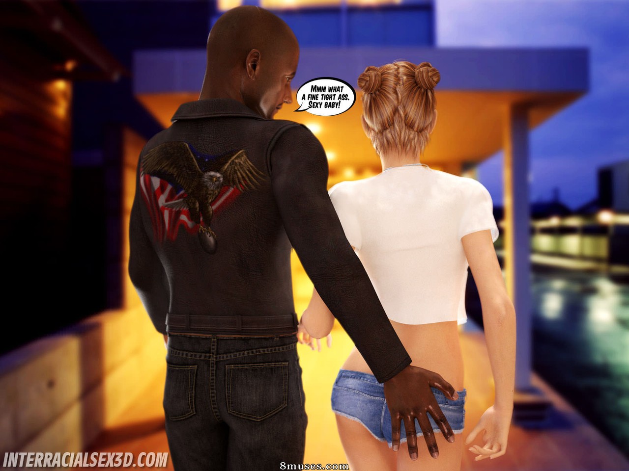 InterracialSex3D.com Comics - Grandes problemas no banheiro - Página 1