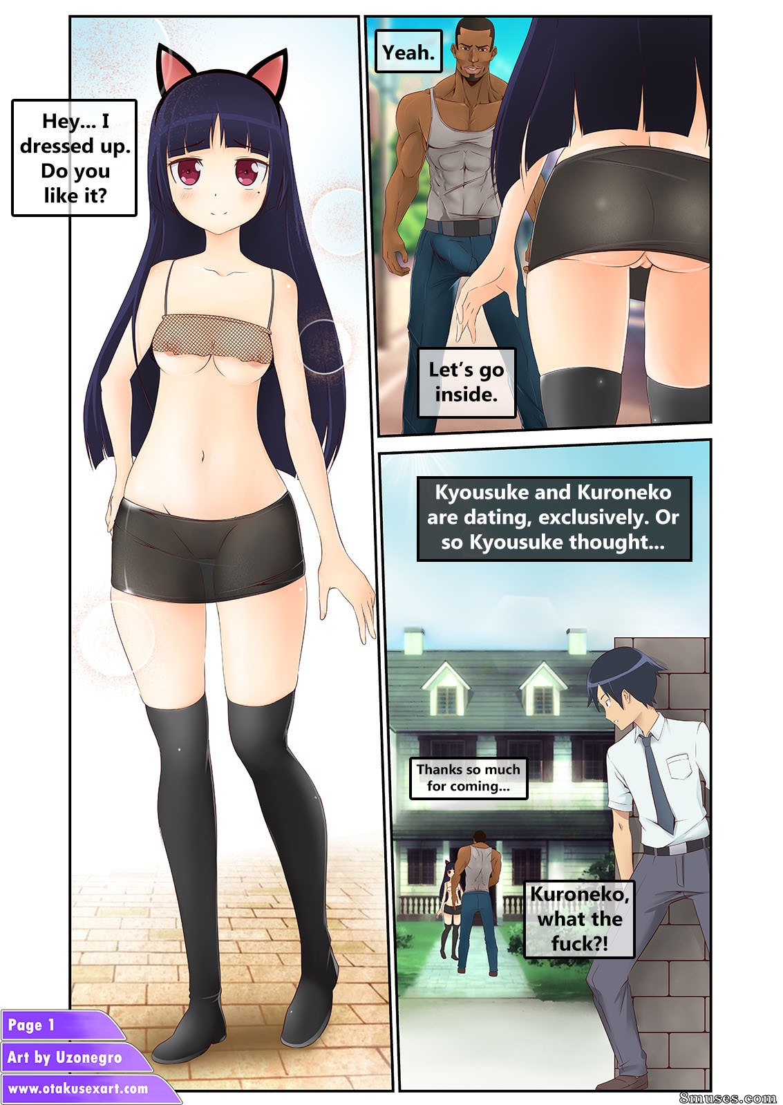 OtakuSexArt.com Comics - Kuroneko's Interracial Cuckolding Fucktime - Page 2