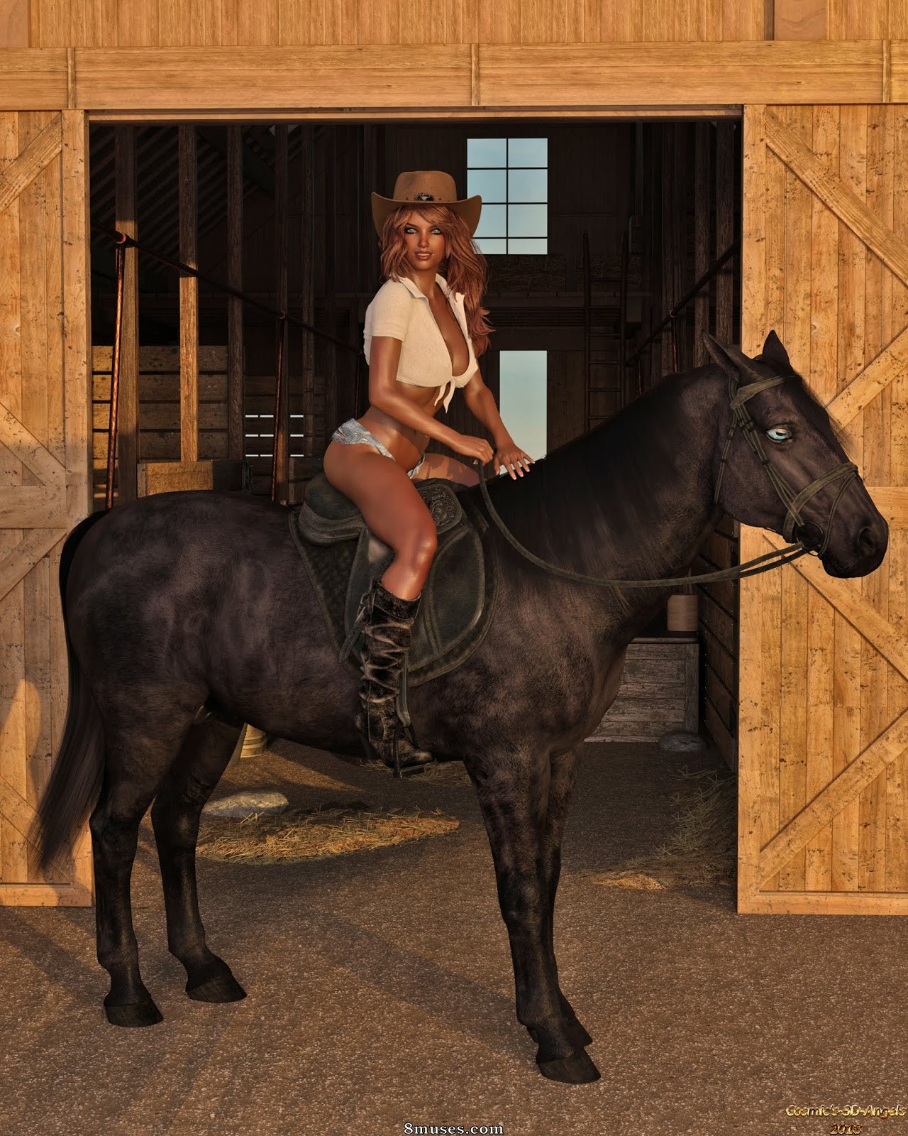 Cosmic 3D Angels - Sexy Cowgirl with Happy End - Page 1