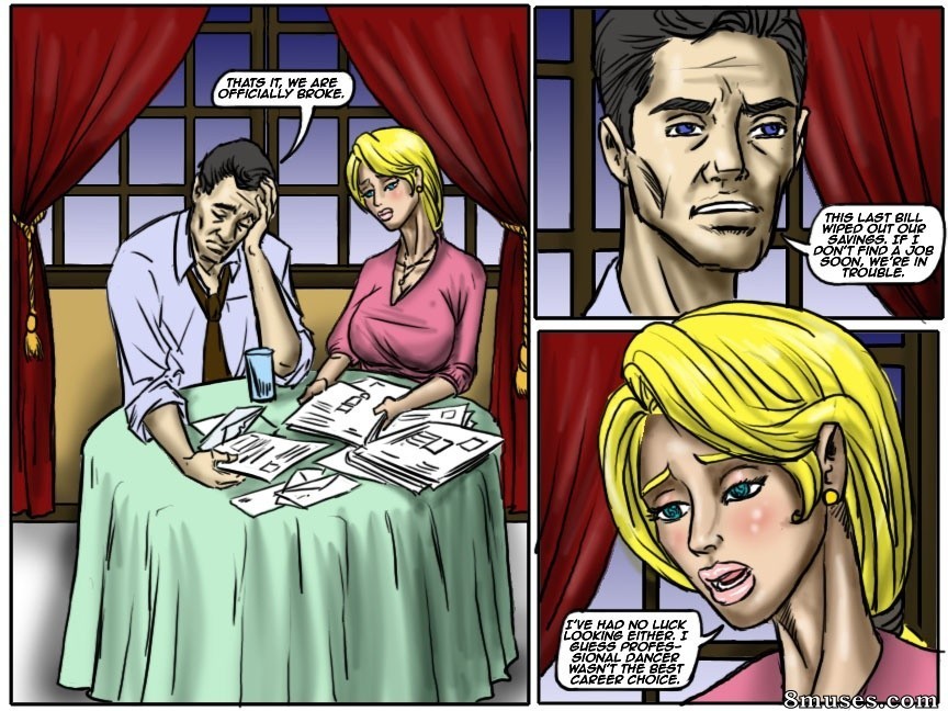 IllustratedInterracial.com Comics - Recession Blues-Wife Forced to Strip - Page 2