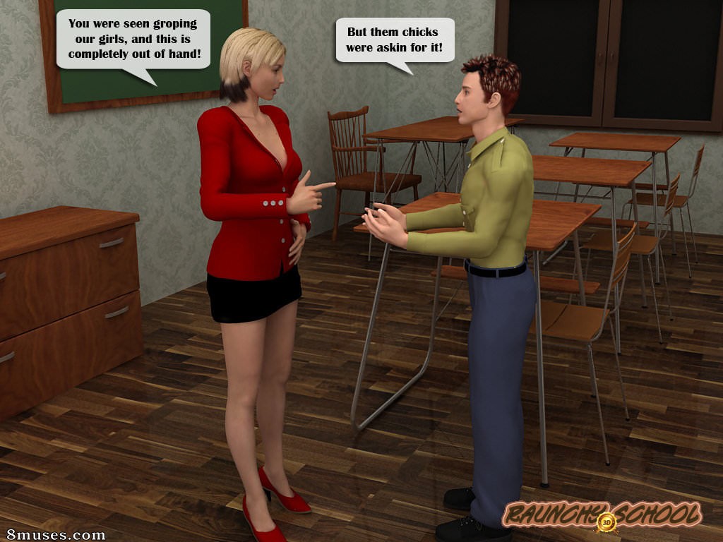 RaunchySchool3D Comics - Professora transa com um garoto travesso e deixa outro se juntar - Página 3