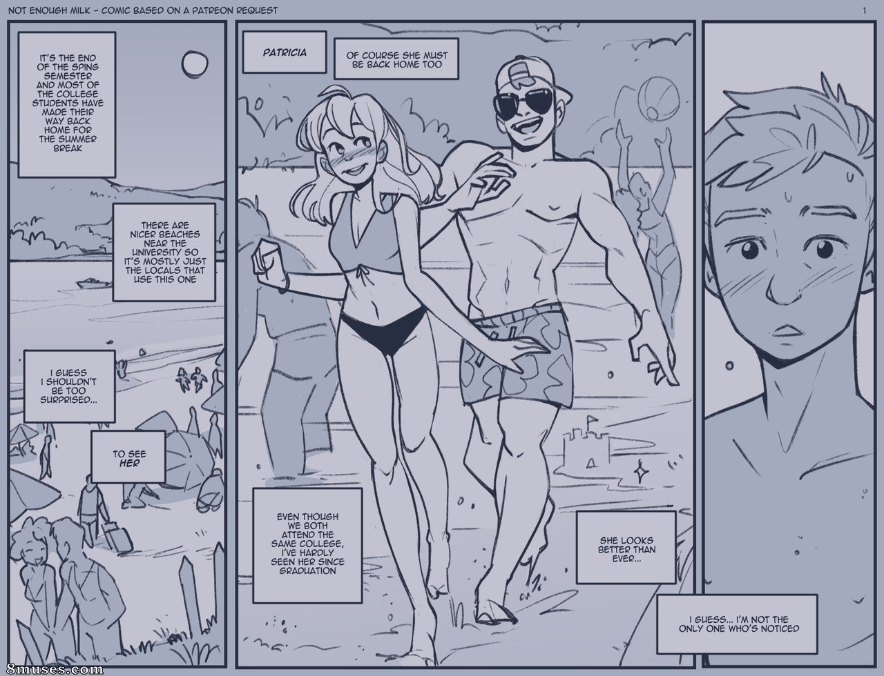 NotEnoughMilk Comics - Alívio na praia - Página 1