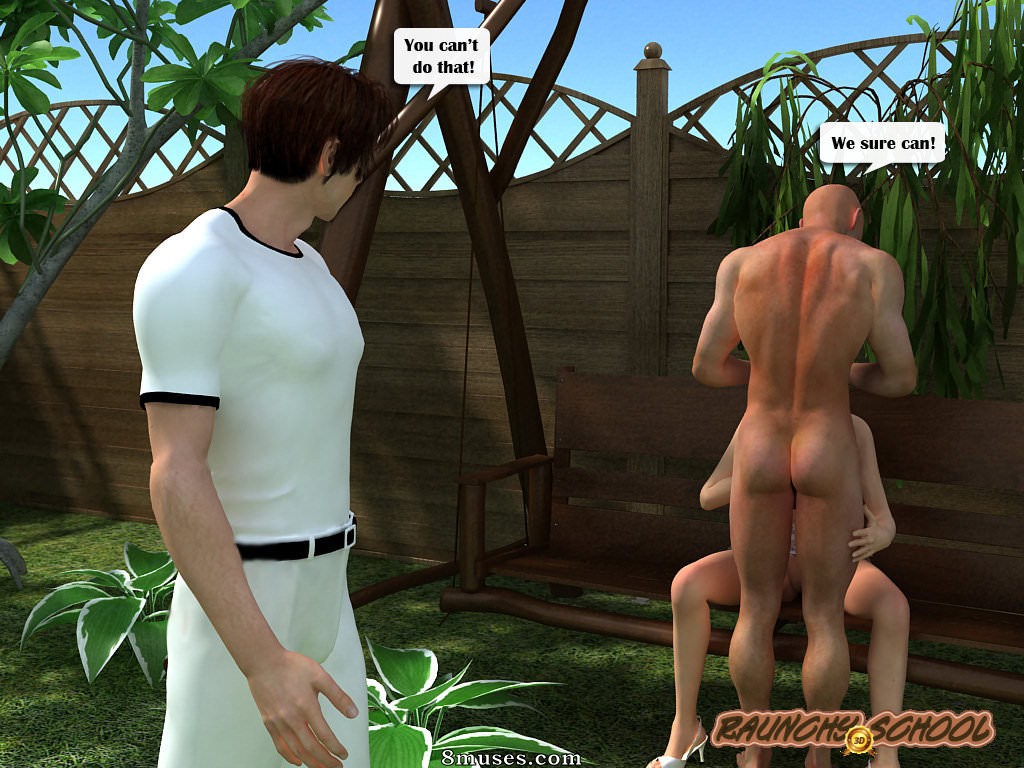 RaunchySchool3D Comics - Threesome With a Sexy Milf in Backyard - Page 17