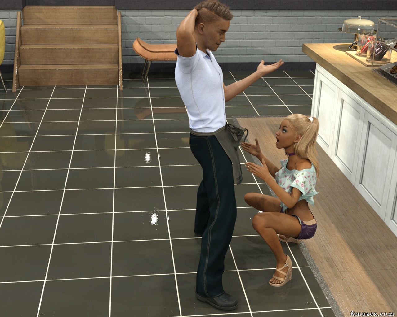 Nappo - Mia and her waiter Tom - After first day of opening her new coffeeshop - Page 5