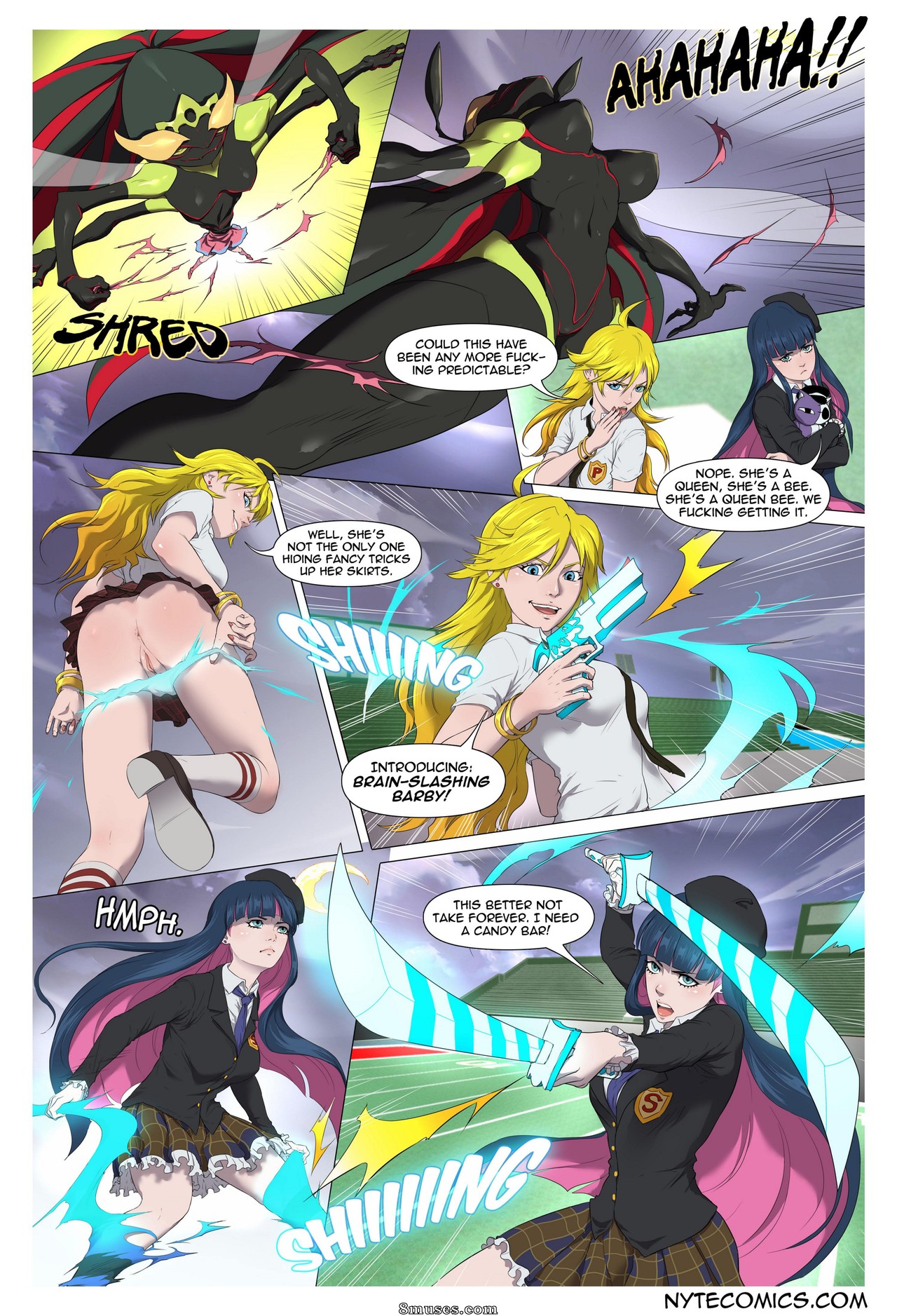 Nyte Vore Comics - Panty & Stocking avec la gelée royale de la reine Abeille - Page 4