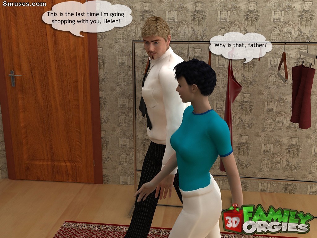 3DFamilyOrgies.com Comics - Dad has helped to pick up the dress to a daughter - Page 1