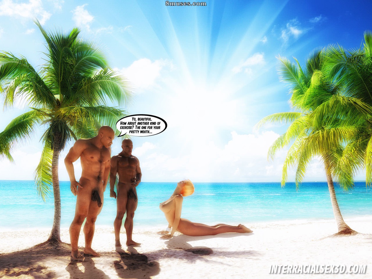 InterracialSex3D.com Comics - Puta de semen de la BBC en vacaciones - Página 4