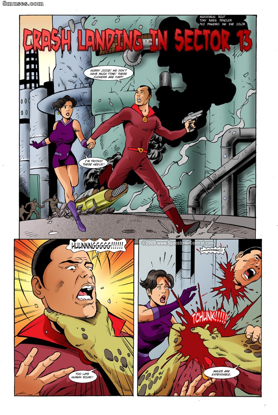 Space Babe Central - Crash Landing In Sector 13 - Page 1