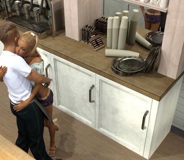 Mia and her waiter Tom - After first day of opening her new coffeeshop - Page 3